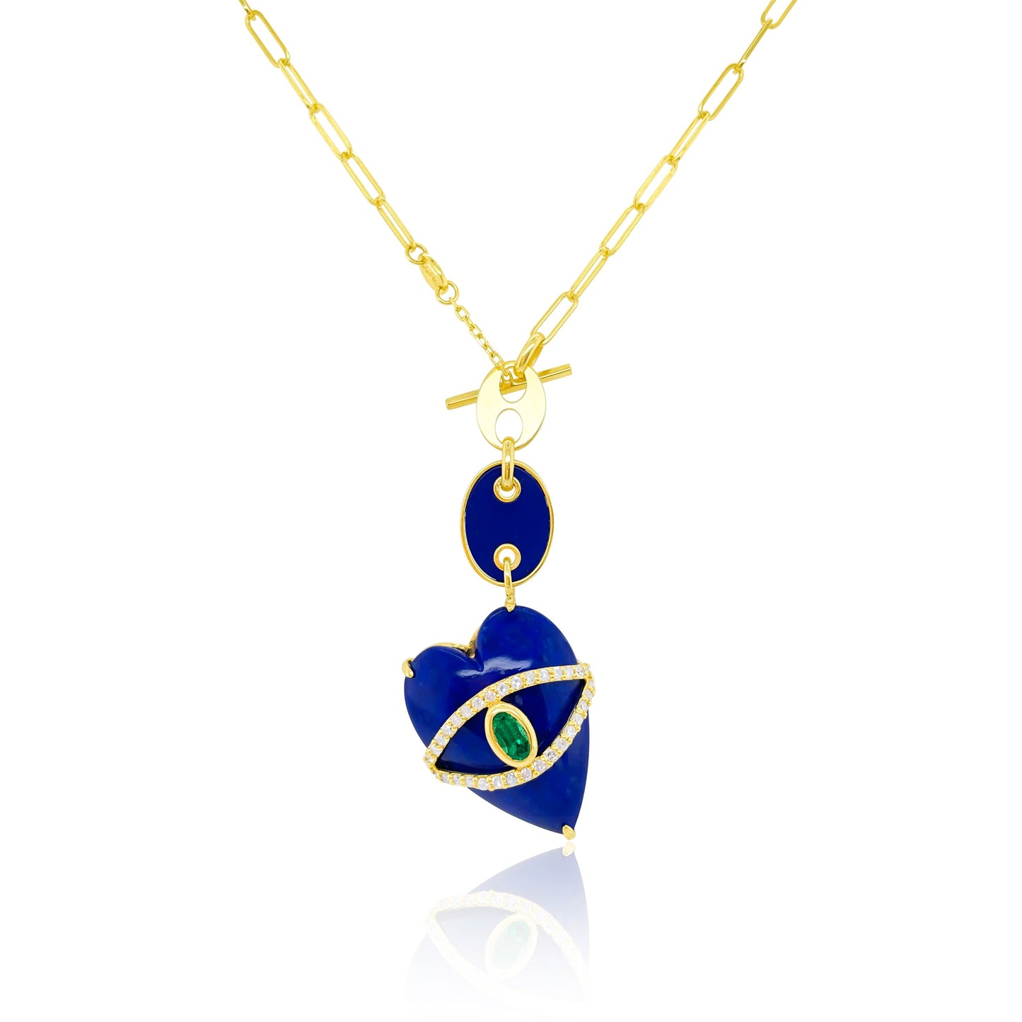 Lapis and Emerald Heart Necklace