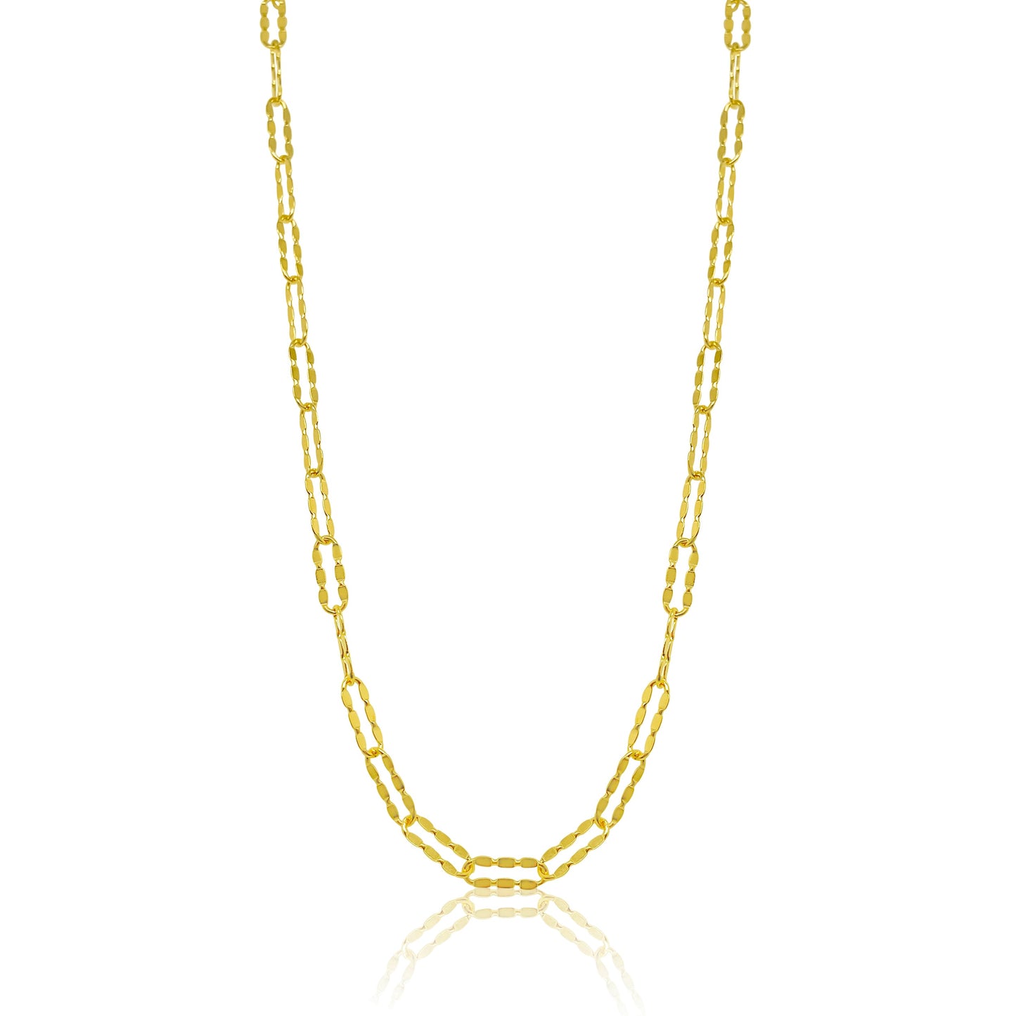 Oval Link Necklace in 14kt Gold with Ribbed Texture | The Drop 17