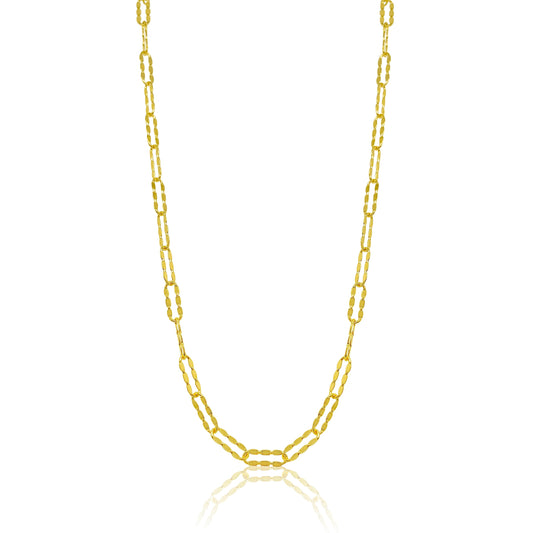Oval Link Necklace in 14kt Gold with Ribbed Texture | The Drop 17