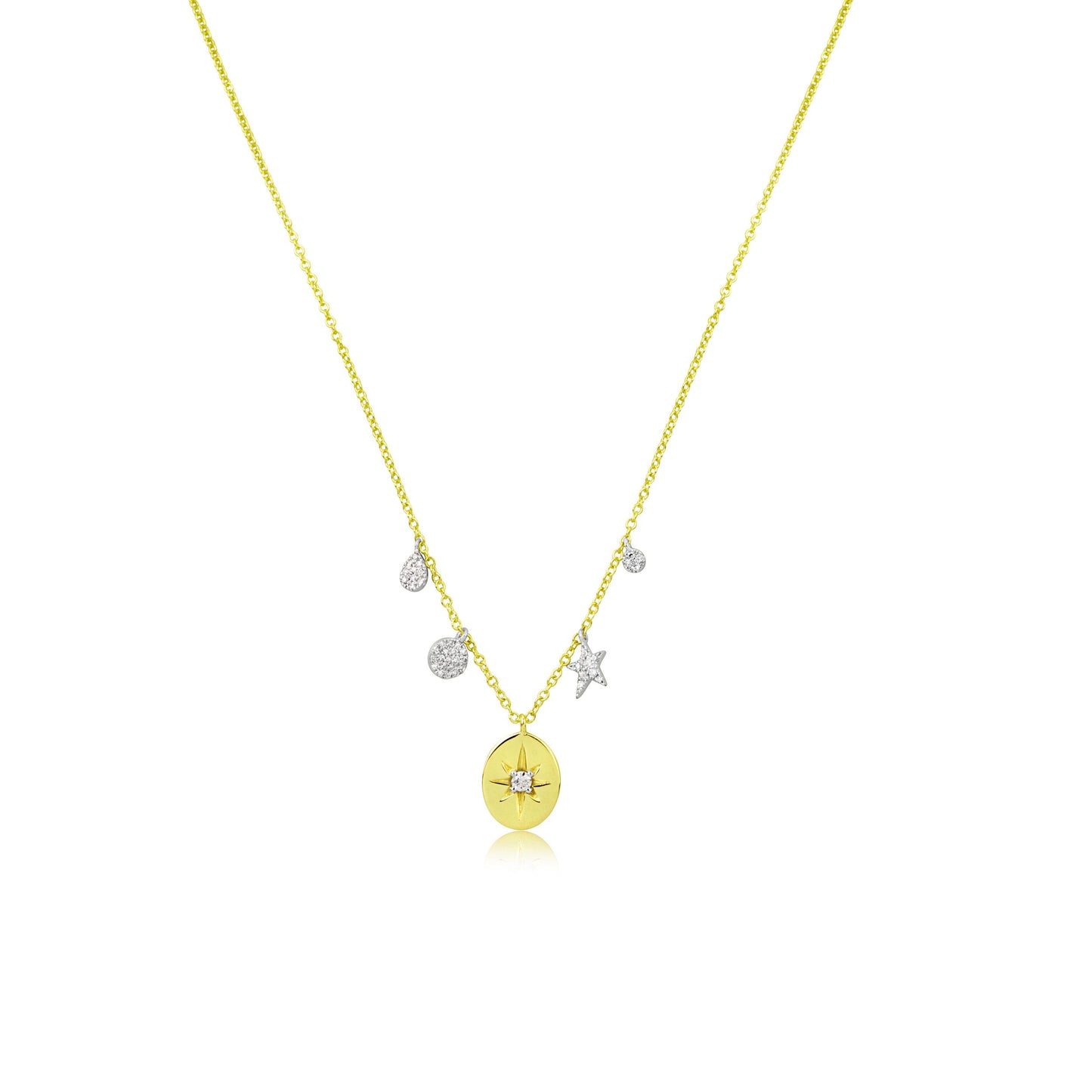 Yellow Gold Star Signet Necklace