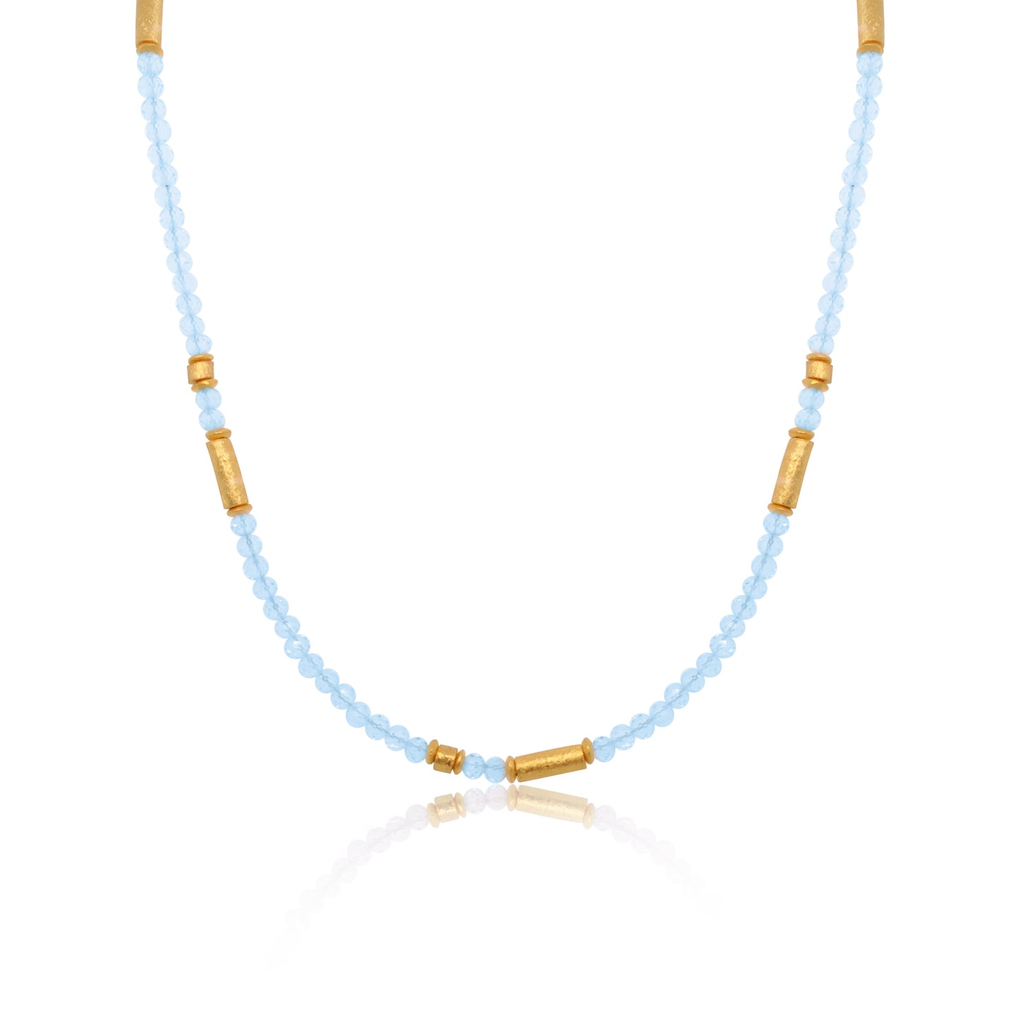 Blue Topaz Gold Plated Bead Necklace