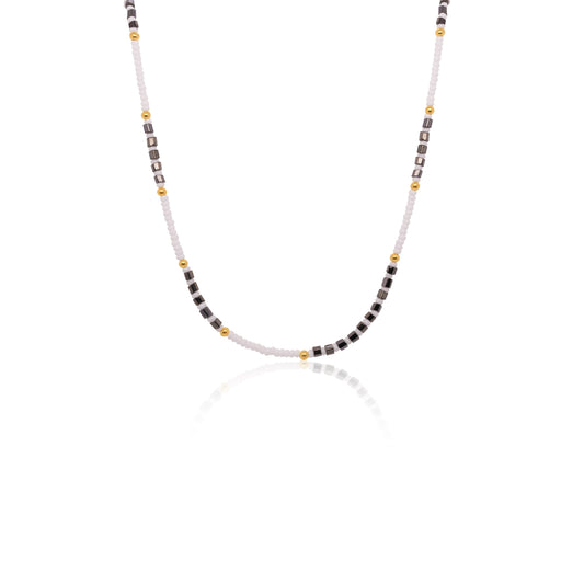 Silverite and White Bead Necklace