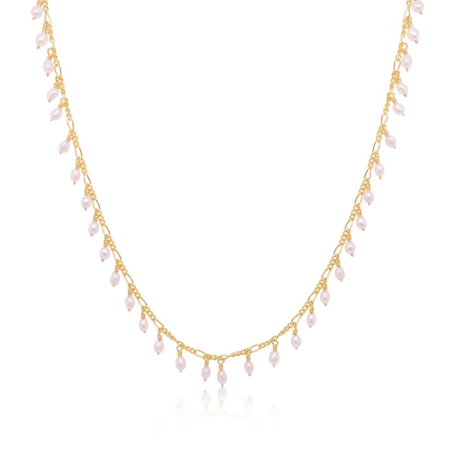 Pearl Drop Gold Plated Bead Necklace
