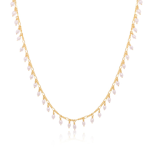 Pearl Drop Gold Plated Bead Necklace
