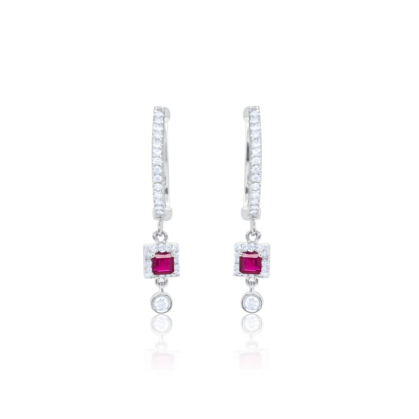 Ruby and Diamond White Gold Earrings