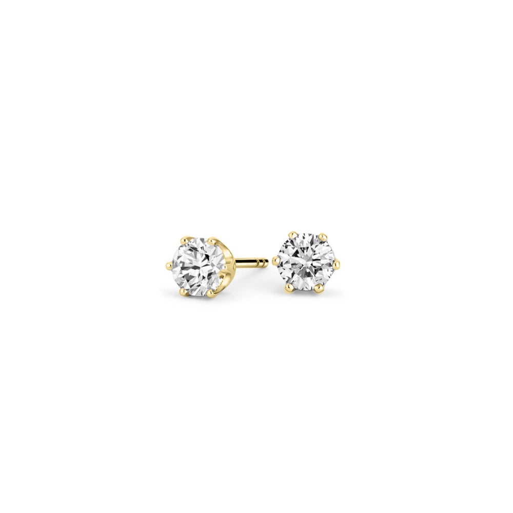 Yellow Gold 6 Prong Diamond Studs