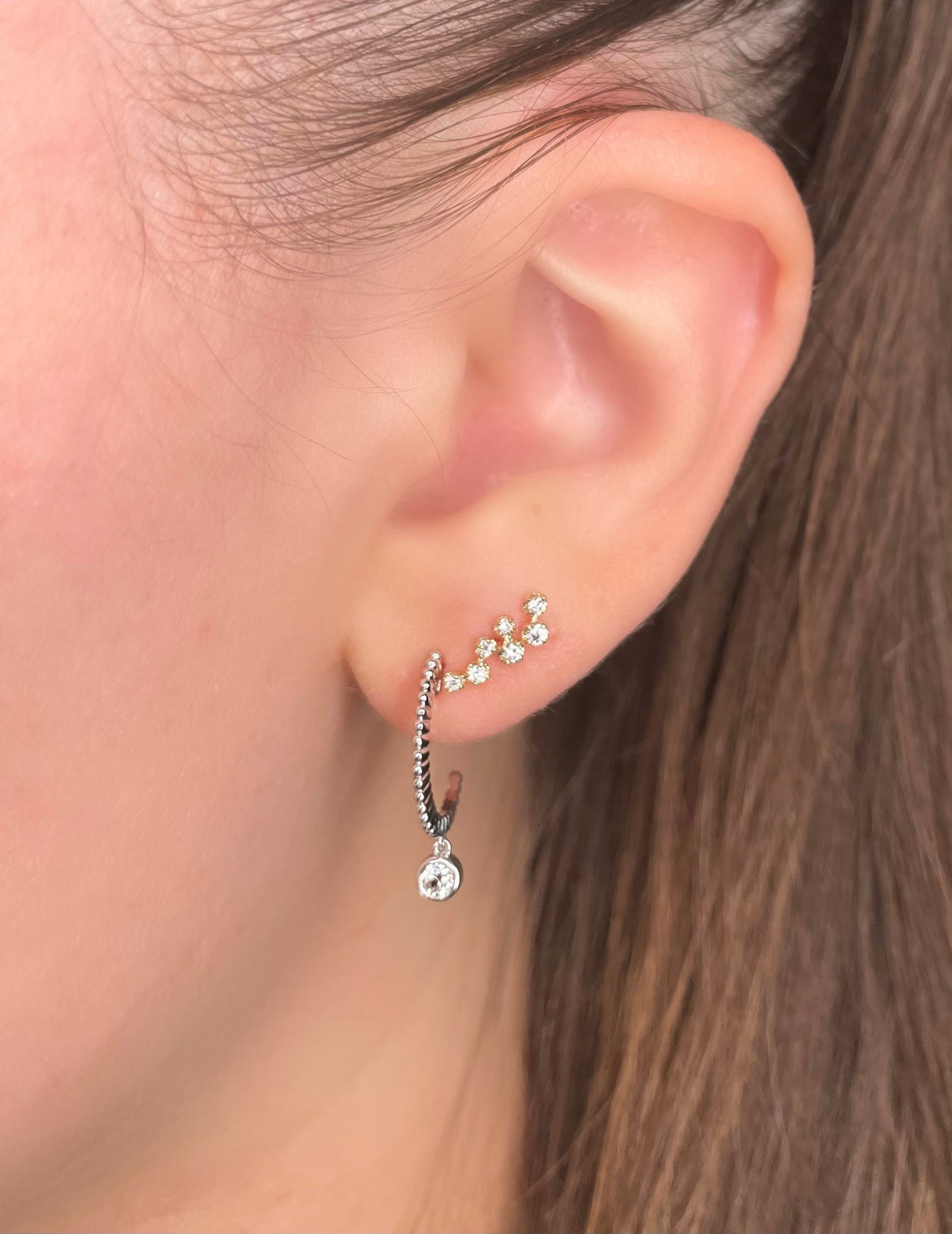 White Gold Diamond Bezel Huggies