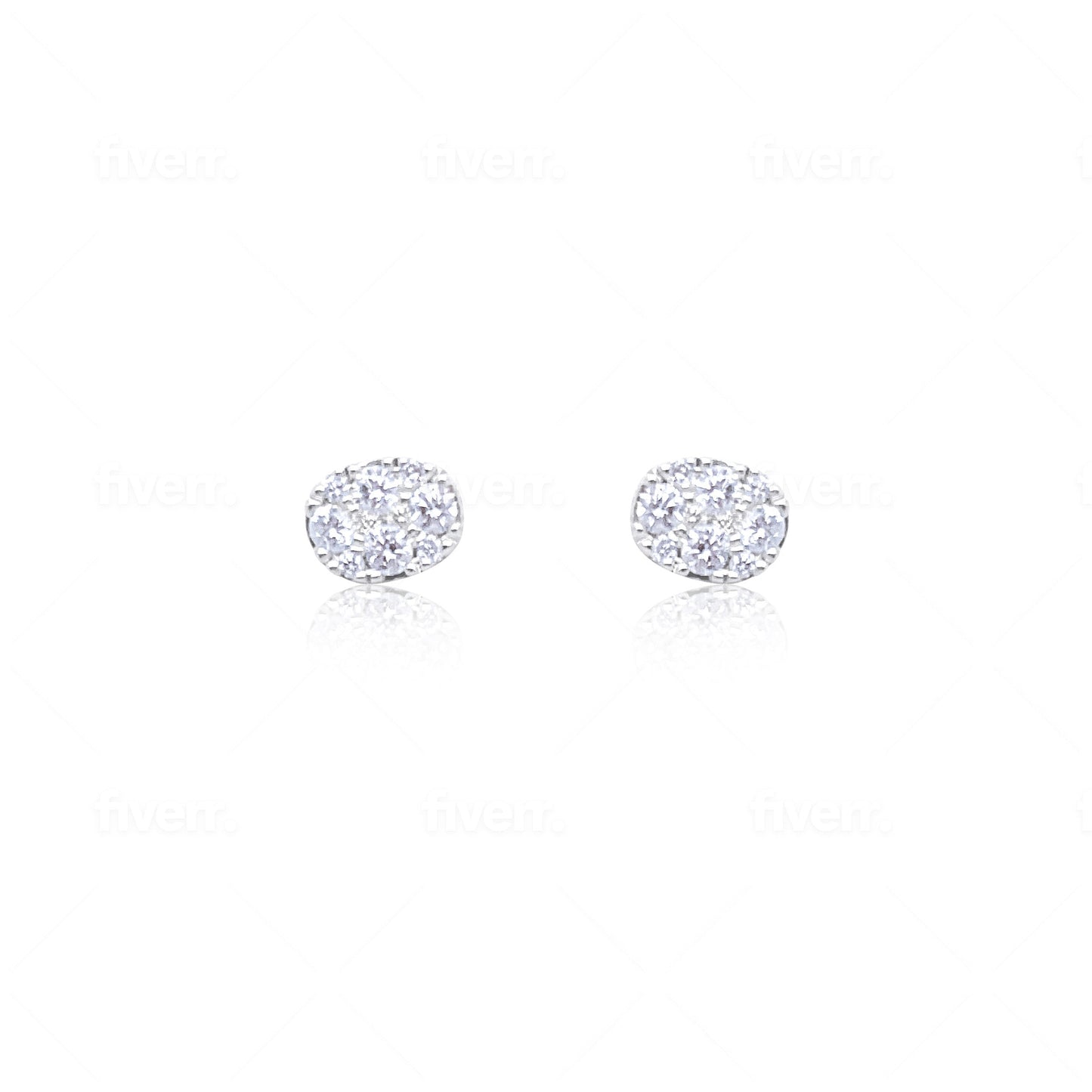 White Gold Diamond Oval Studs