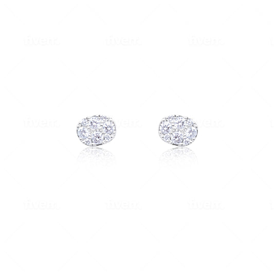 White Gold Diamond Oval Studs