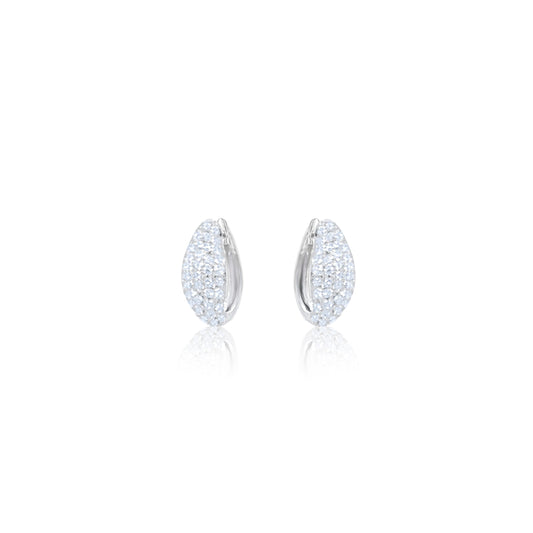 White Gold Geometric Diamond Hoops