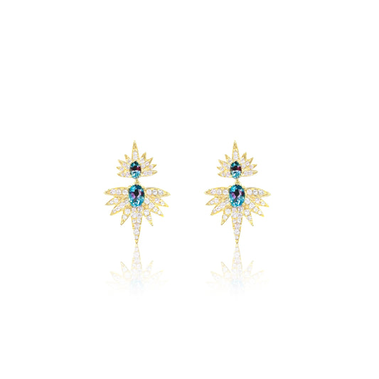 Opal and Diamond Sun Earrings