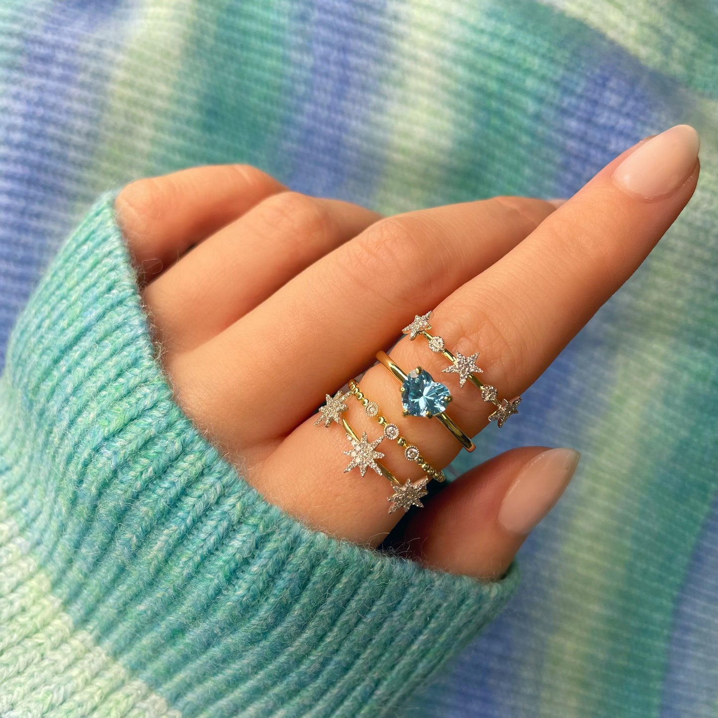 Triple Diamond Starburst Ring
