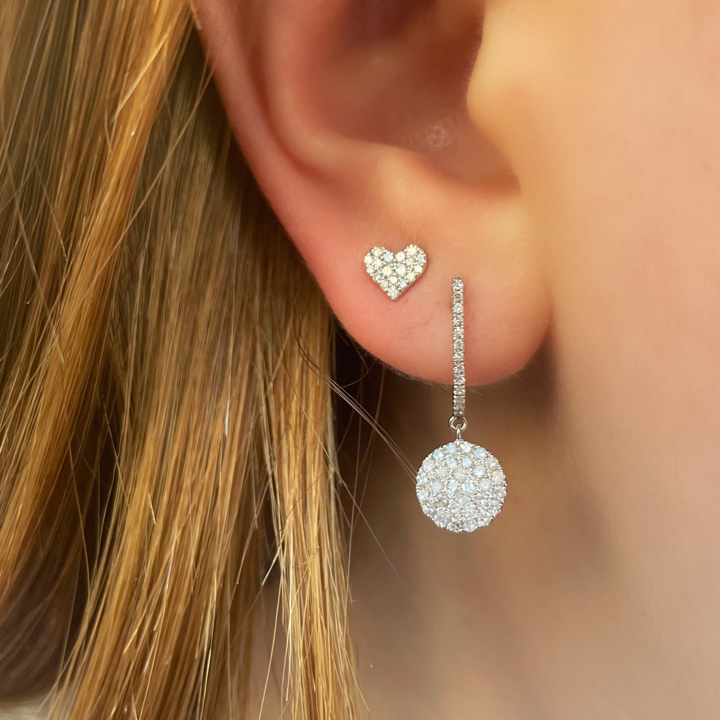 White Gold Diamond Heart Studs