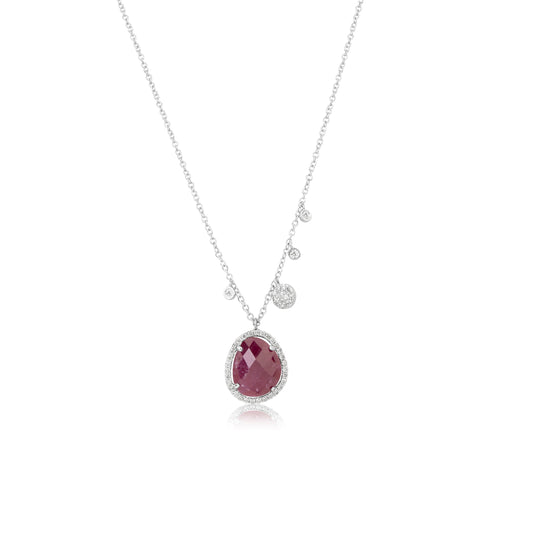 White Gold Ruby and Diamond Necklace