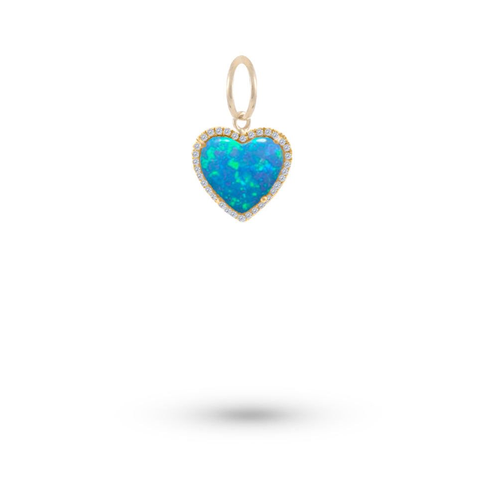 Yellow Gold Opal Heart Charm