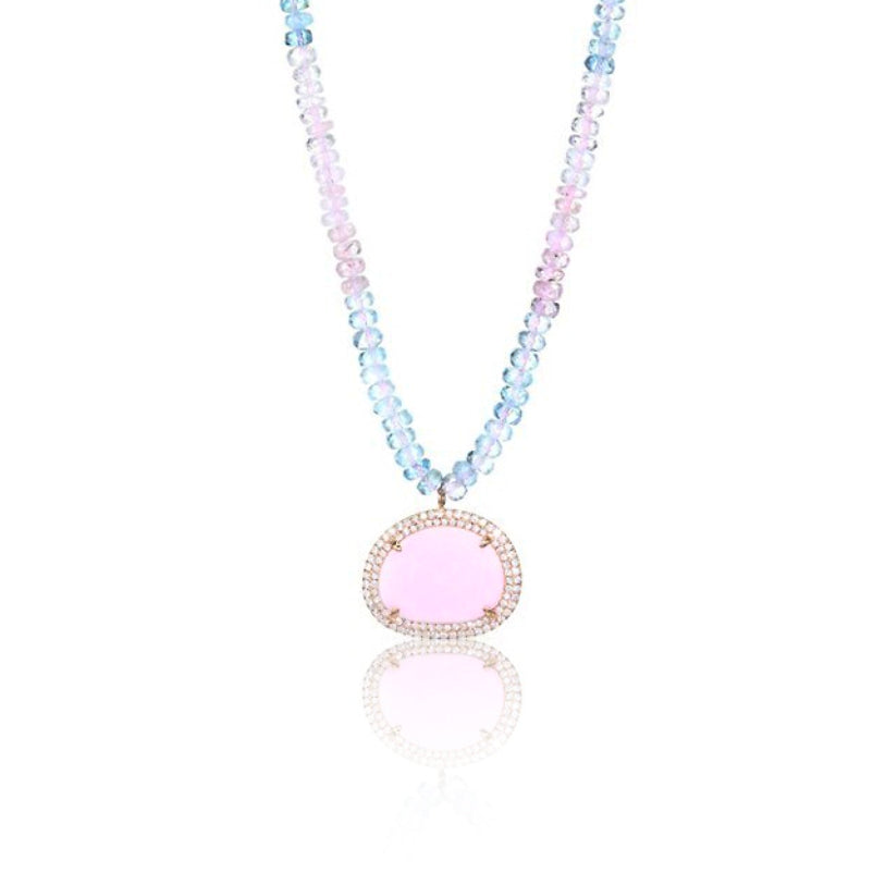 Pink Opal on Pink and Blue Topaz Necklace