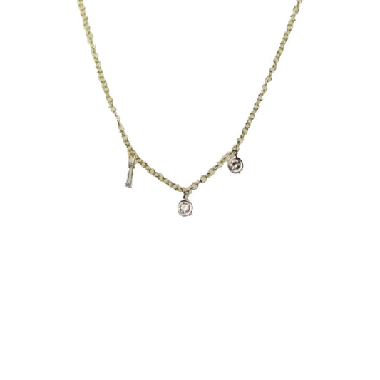 Yellow Gold Drilled Diamond and Bezels Necklace
