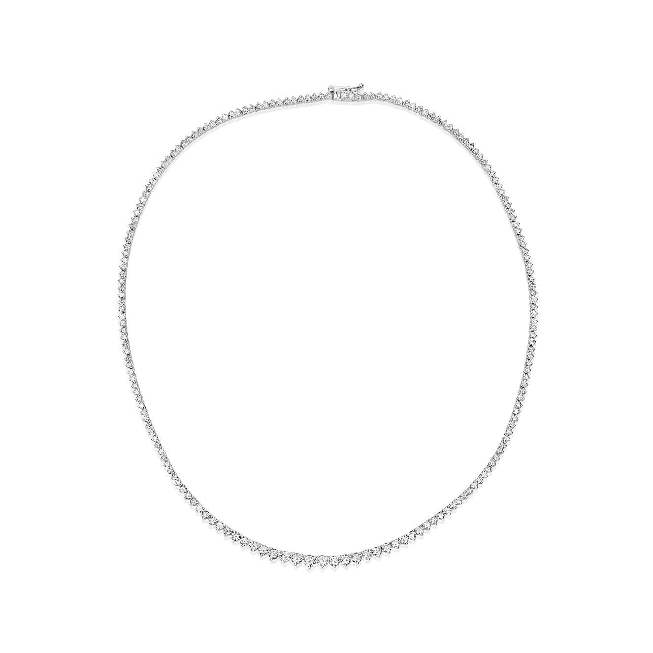 Three prong diamond tennis necklace