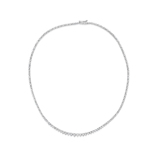 Three prong diamond tennis necklace