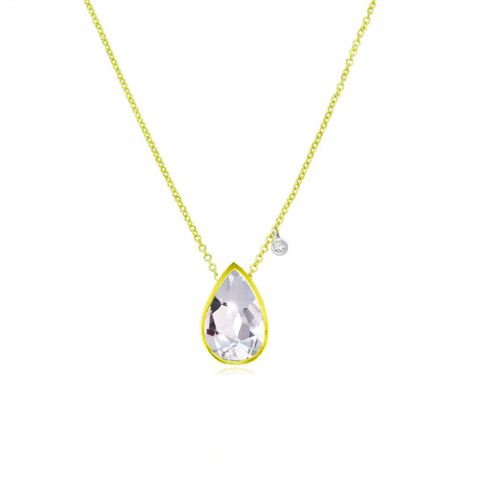 April Birthstone | White Topaz Pear Necklace