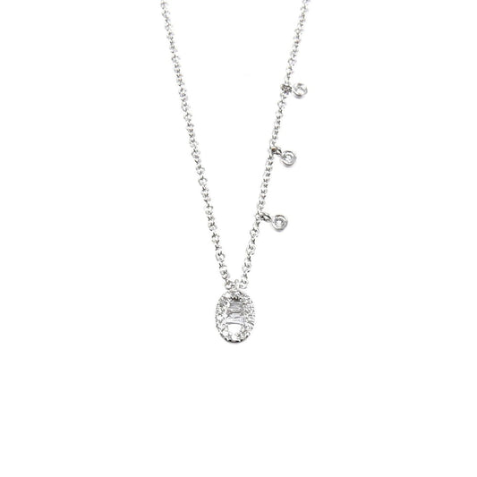 Yellow Gold Diamond Baguette and Bezel Necklace