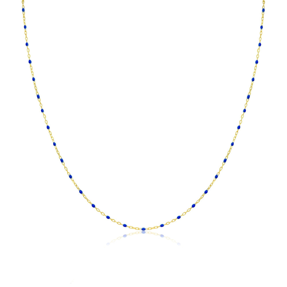 Blue Enamel Gold Necklace