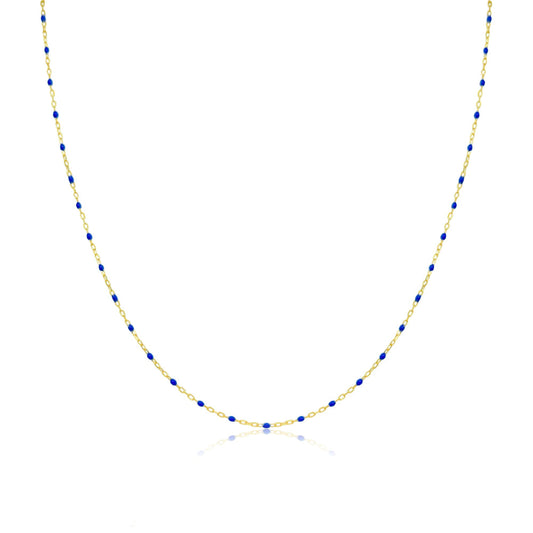 Blue Enamel Gold Necklace