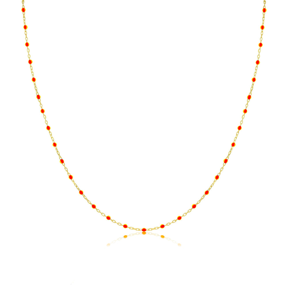 Orange Enamel Dainty Layering Chain