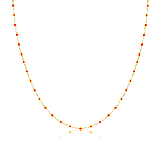 Orange Enamel Dainty Layering Chain