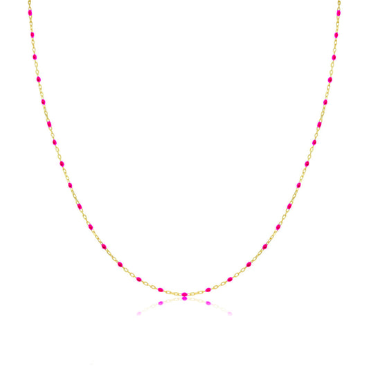 Pink Enamel Gold Necklace