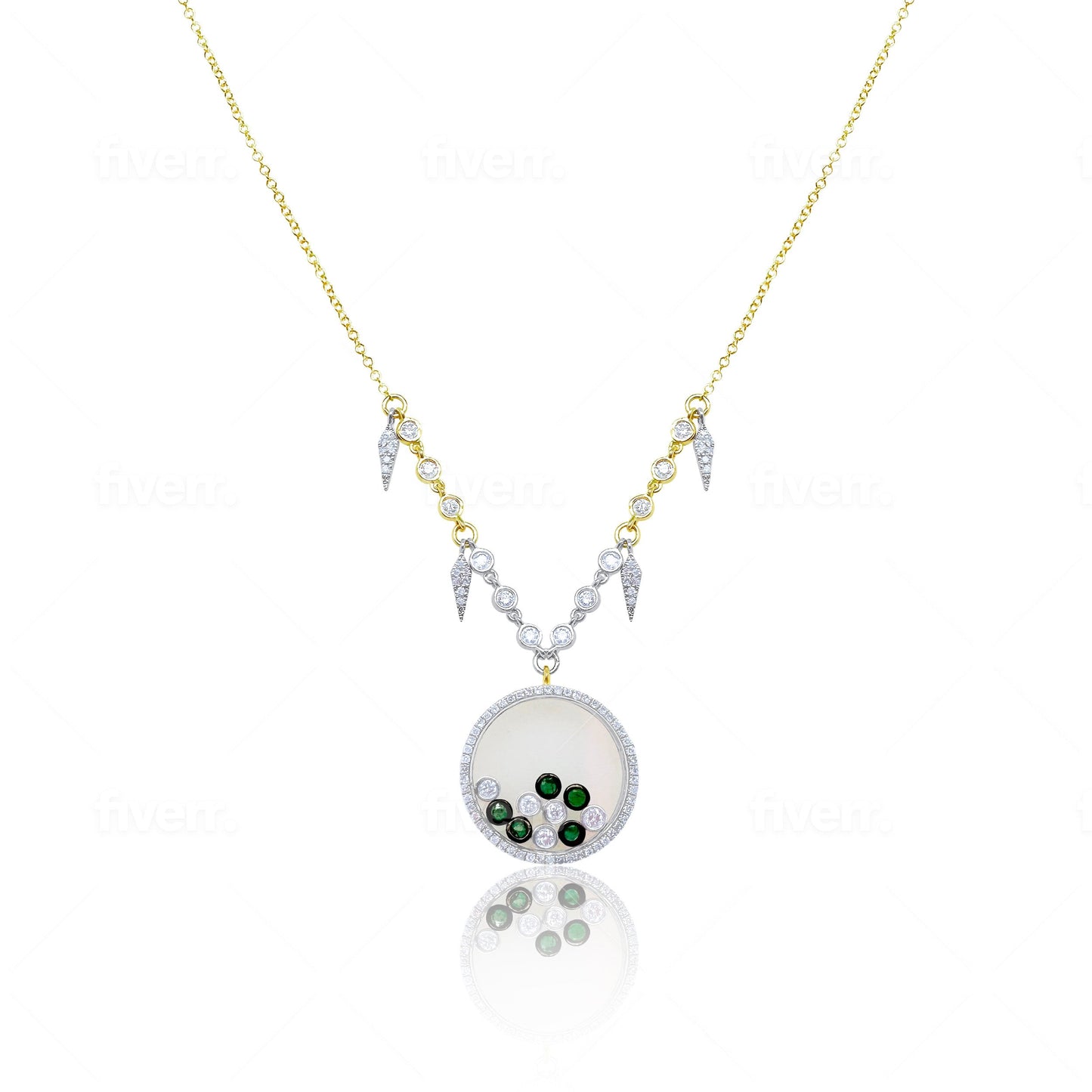 Black and White Diamond Shaker Neckalce