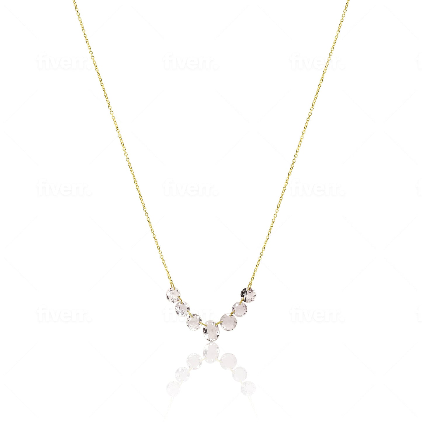 Yellow Gold Drilled White Topaz Necklace