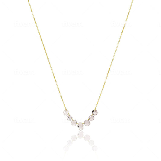 Yellow Gold Drilled White Topaz Necklace