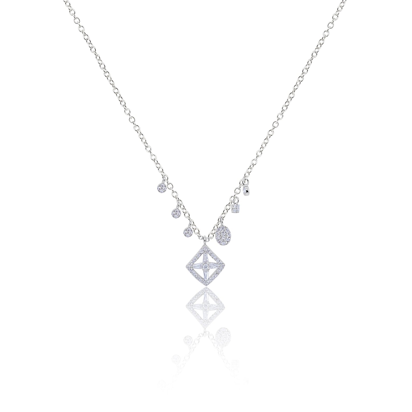 White Gold Delicate Baguette Diamond Necklace- ONLINE EXLUSIVE
