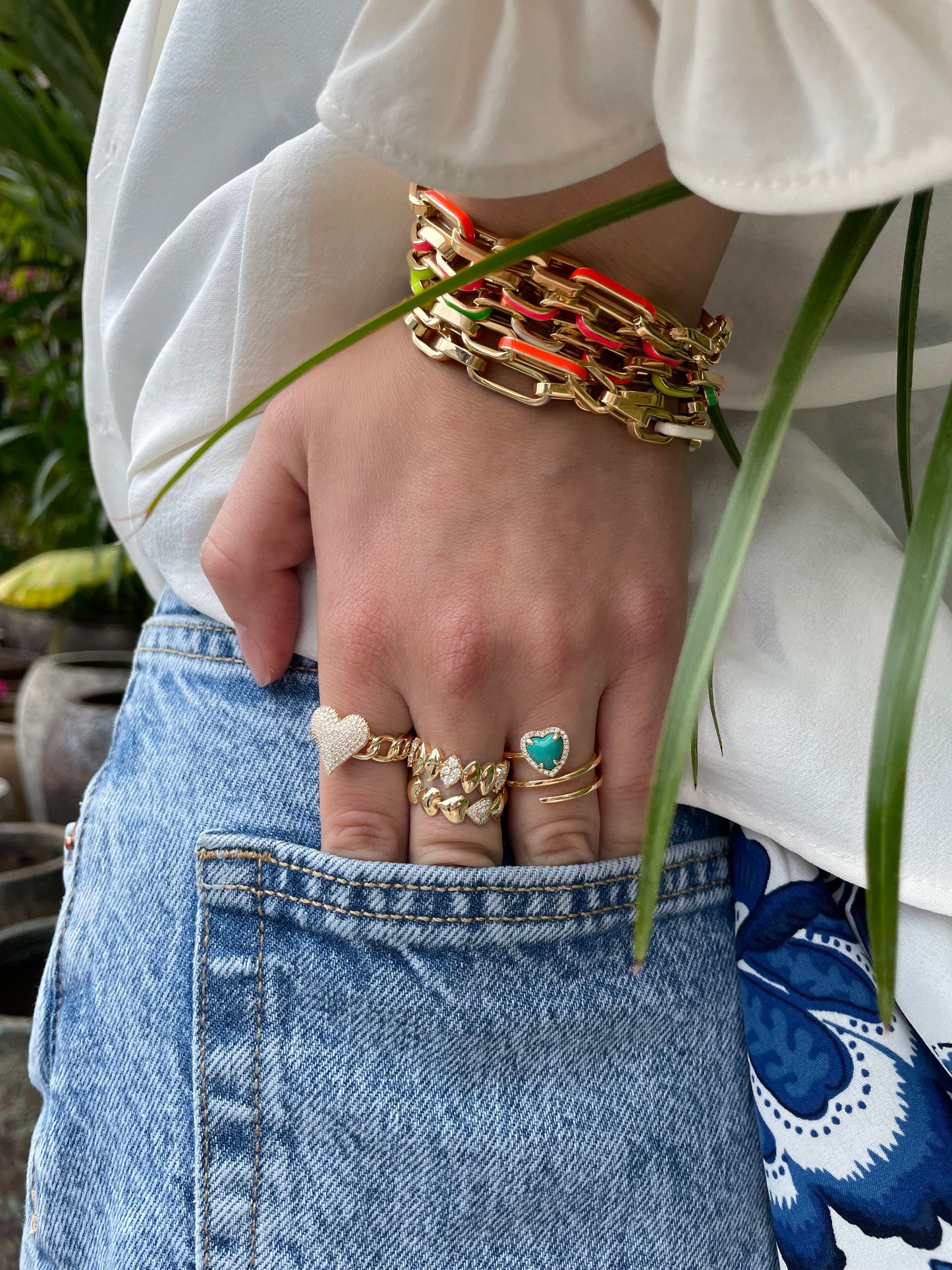 Turquoise Heart and Diamond Swirl Ring