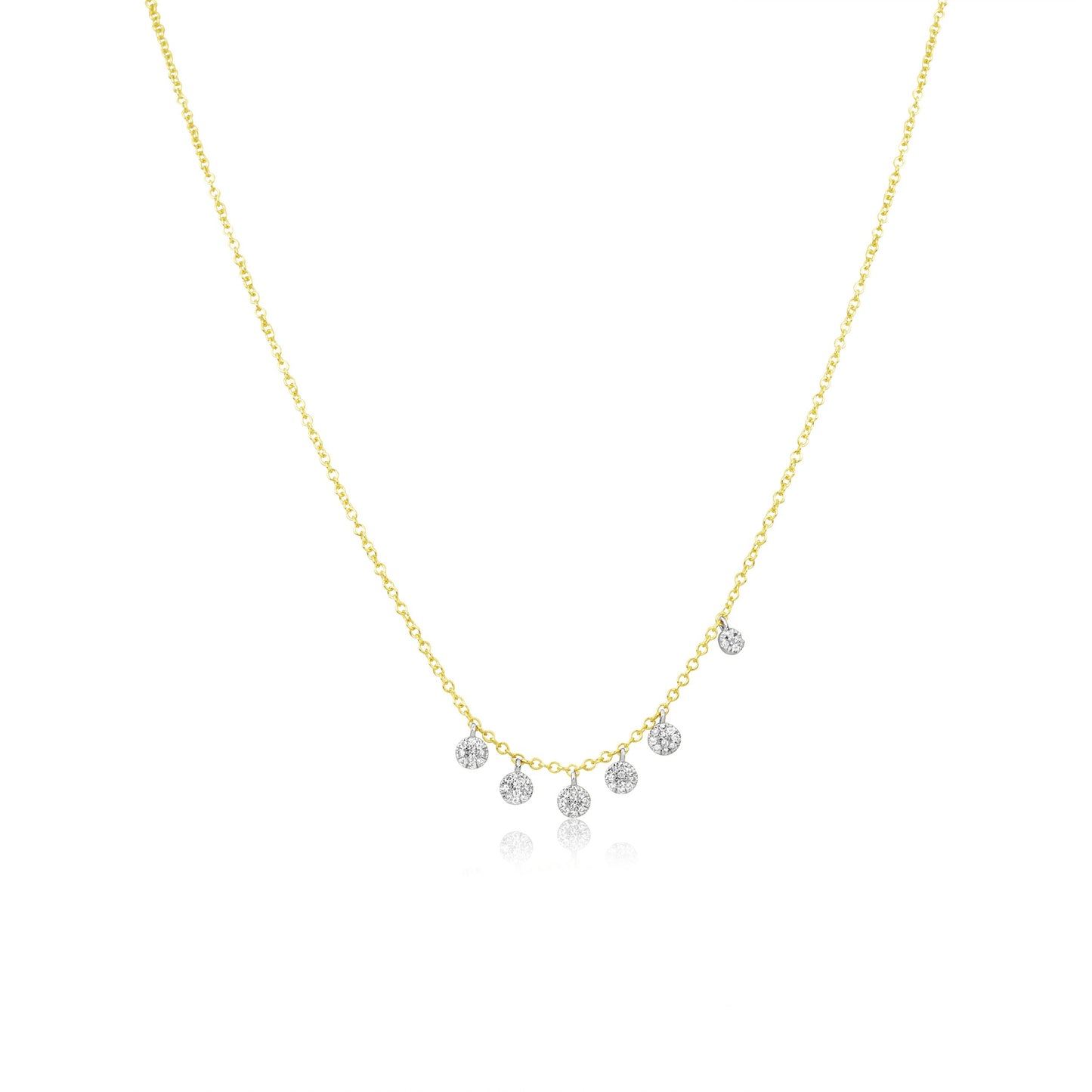 Yellow Gold and Diamond Disks Necklace