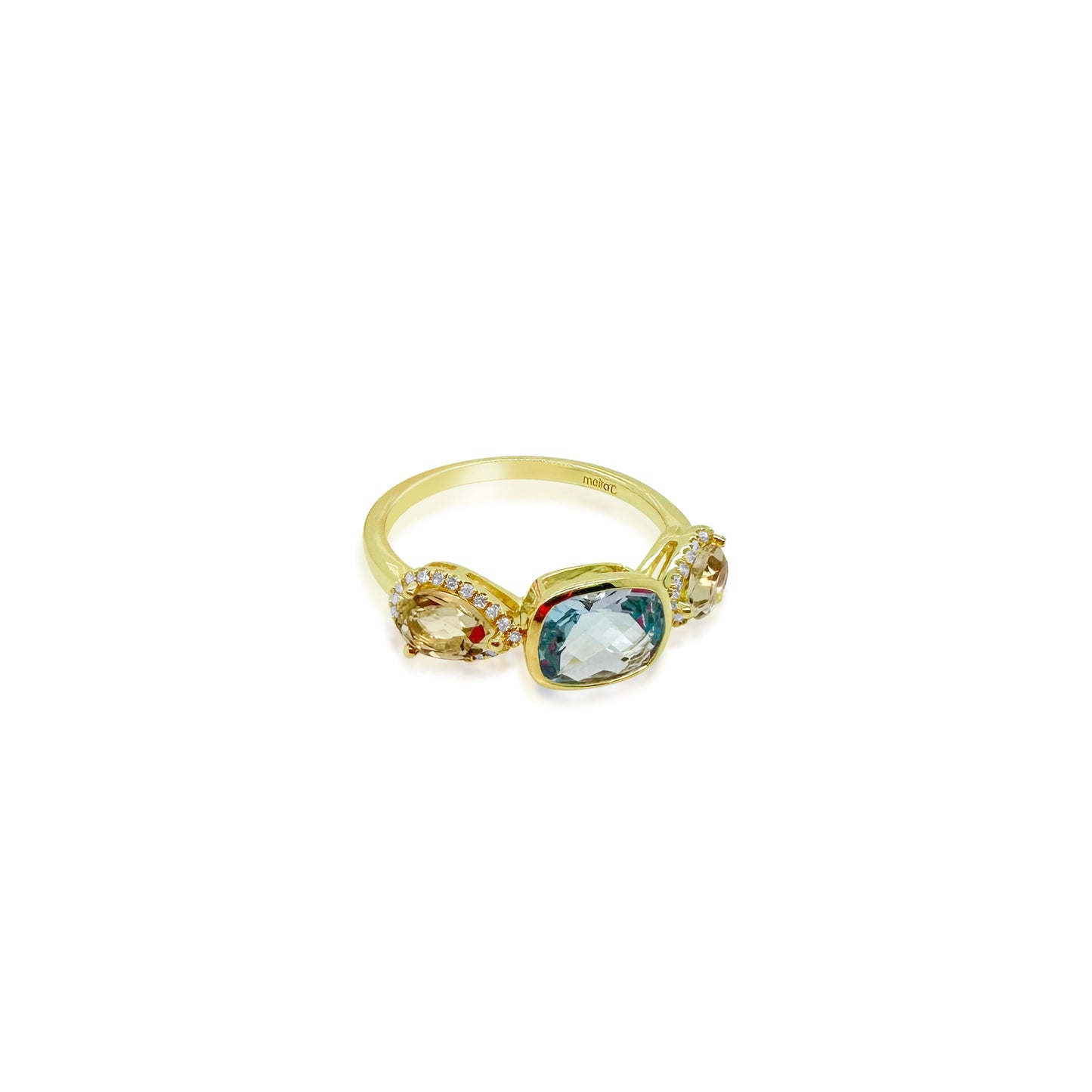 Blue Topaz Citrine Diamond Ring
