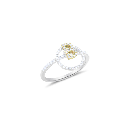Yellow and White Gold Initial Spinning Diamond Ring